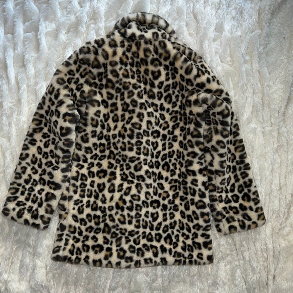 Gap Girls faux fur leopard print top coat XL (12) - Picture 2 of 7